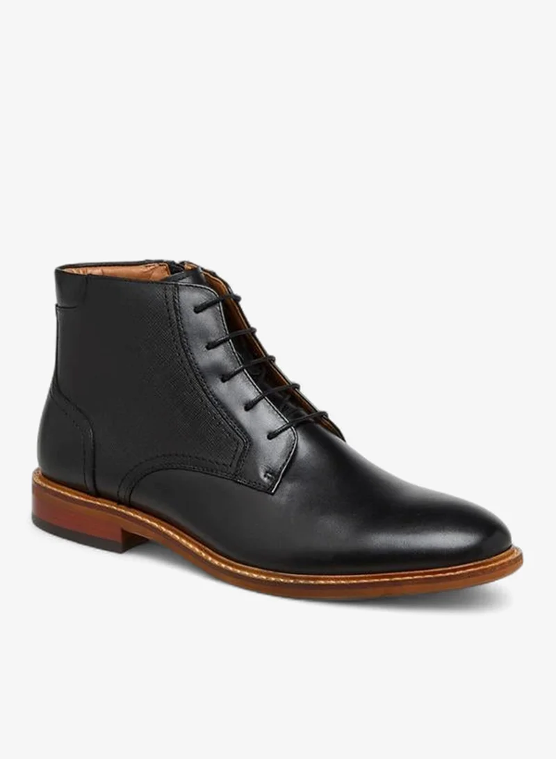 DUCHINI Men's Solid Ankle Boots with Zip Closure