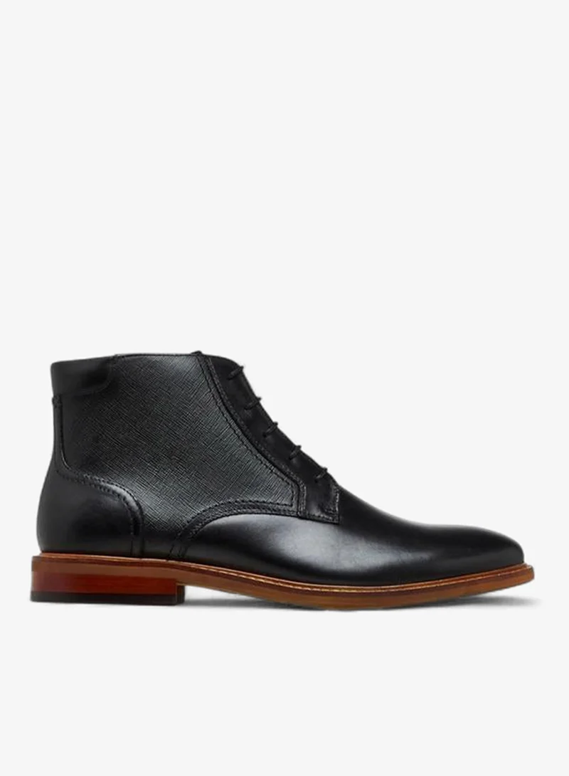 DUCHINI Men's Solid Ankle Boots with Zip Closure