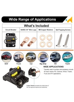 KASTWAVE 50 AMP Car Inline Circuit DC Breaker 12V,12V-48V 50A Car Audio Inline Circuit Breaker Fuse Holder with Manual Reset, Auto Circuit Breaker Fuse Holder for Car Audio Solar Inverter System Protection  - Image 4
