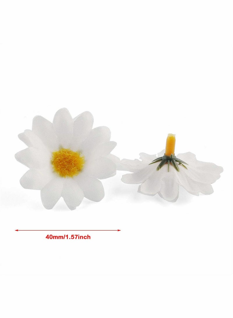 Excefore Silk Daisy Flower Head 1.5Inch White Artificial Gerbera Fake Flowers Heads for Wedding Party,Home Decoration and DIY Craft 100 Pcs - Image 5