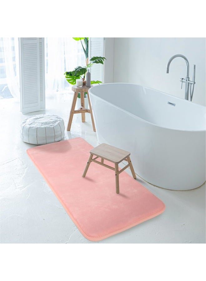 PAGGED Pink Bathroom Rug Set of 2 Memory Foam Bath Mat Runner Set Non Slip Washable Floor Mats Soft Absorbent Plush Microfiber Shower Tub Bathrug Blsh - Image 5