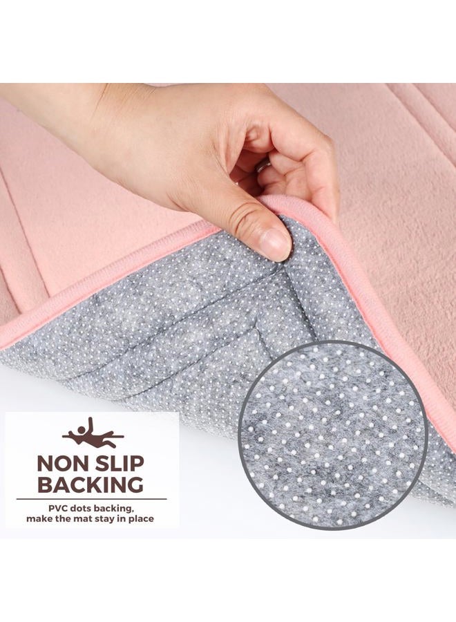 PAGGED Pink Bathroom Rug Set of 2 Memory Foam Bath Mat Runner Set Non Slip Washable Floor Mats Soft Absorbent Plush Microfiber Shower Tub Bathrug Blsh - Image 4