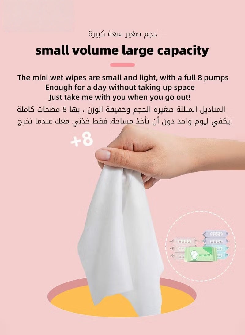 هوكور المناديل الرطبة الصغيرة المحمولة ، ورقة تنظيف الأنسجة لليد والفم للأطفال والطلاب والأطفال عالية الجودة - Image 5