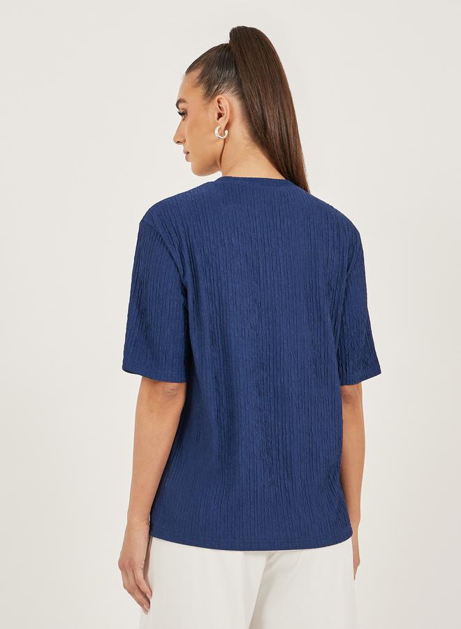 Styli Textured Embellished Round Neck Top - Image 5