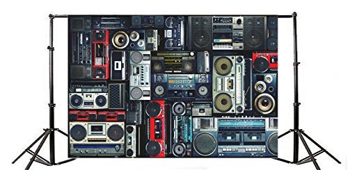 AOFOTO 10x7ft Vintage Wall of Radio Boombox Backdrop Retro 80s Style Photography Background Nostalgic Old-Fashioned Amplifier Music Antique Audio Bass Loudspeaker Photo Studio Props Vinyl Wallpaper - Image 4