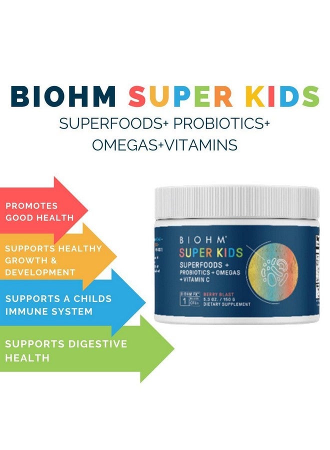 BIOHM Super Kids Superfood Powder + Probiotics - Delicious Berry Blast - 30 Servings - Beneficial Antioxidants & Omega-3 - Gluten Free, GMO Free, Dairy Free, No Artificial Ingredients, Vegetarian - Image 2