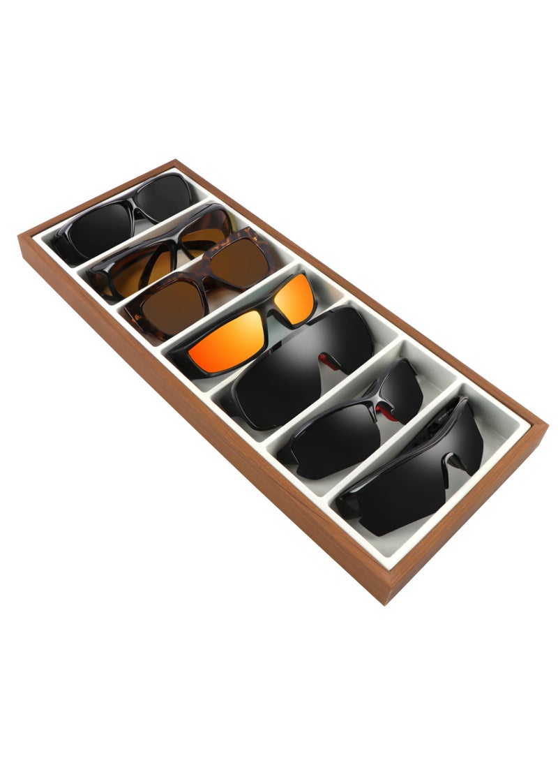 Homeanda Homeanda Wooden Sunglasses Organizer Tray Eyeglasses Display Case Sun Glasses Storage Box Eyewear Jewelry Tray Wood Frame Glasses Holder 7 Grids 