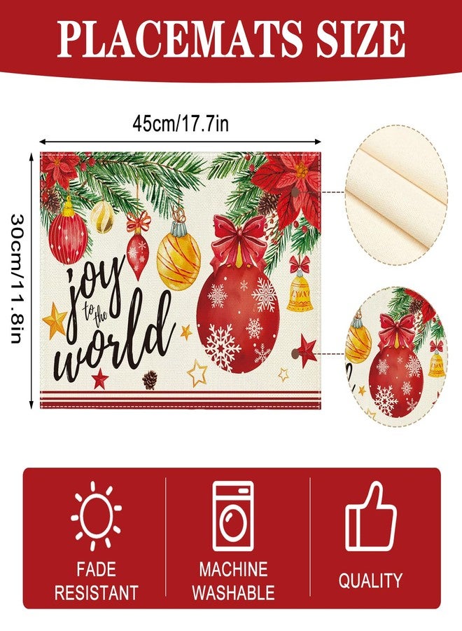 Nlicrst Christmas Placemats Set of 4, Colorful Xmas Tree Balls Design 12x18 Inch Linen Table Placemats for Christmas Dinner Party Holiday Home Kitchen Dining Table Decorations - Image 2