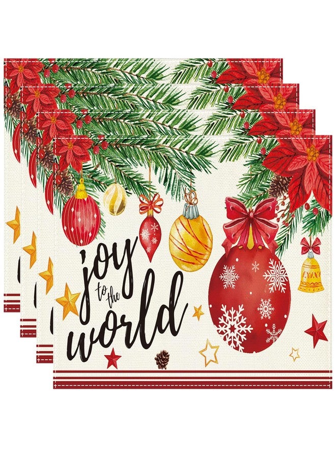 Nlicrst Christmas Placemats Set of 4, Colorful Xmas Tree Balls Design 12x18 Inch Linen Table Placemats for Christmas Dinner Party Holiday Home Kitchen Dining Table Decorations - Image 1