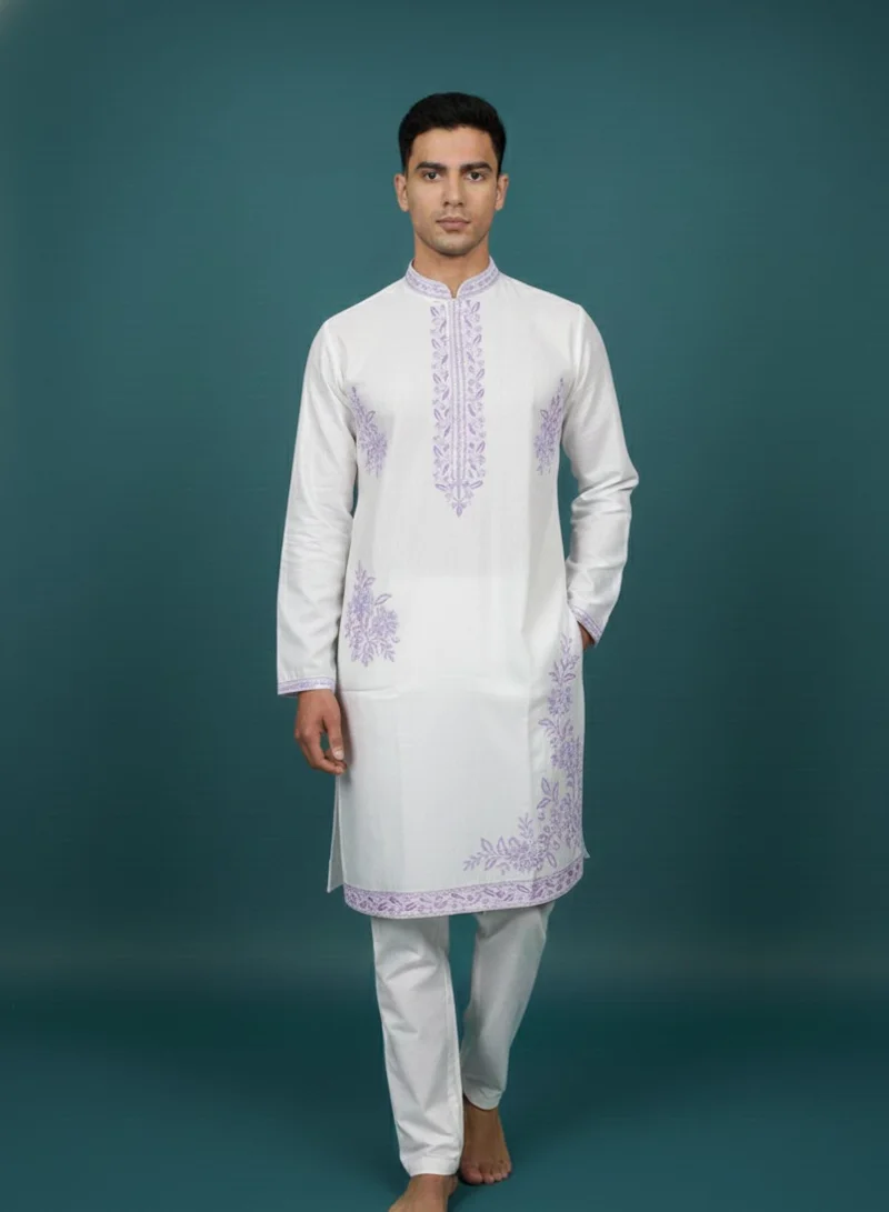 Lehar Ivory Floral Embroidered Kurta Set