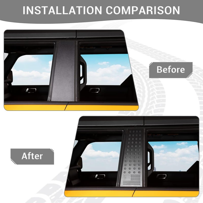 PDKLIN American Flag Decal B Pillar Post Trim Cover for Ford Bronco 2021-2024 - 2pcs - Image 2