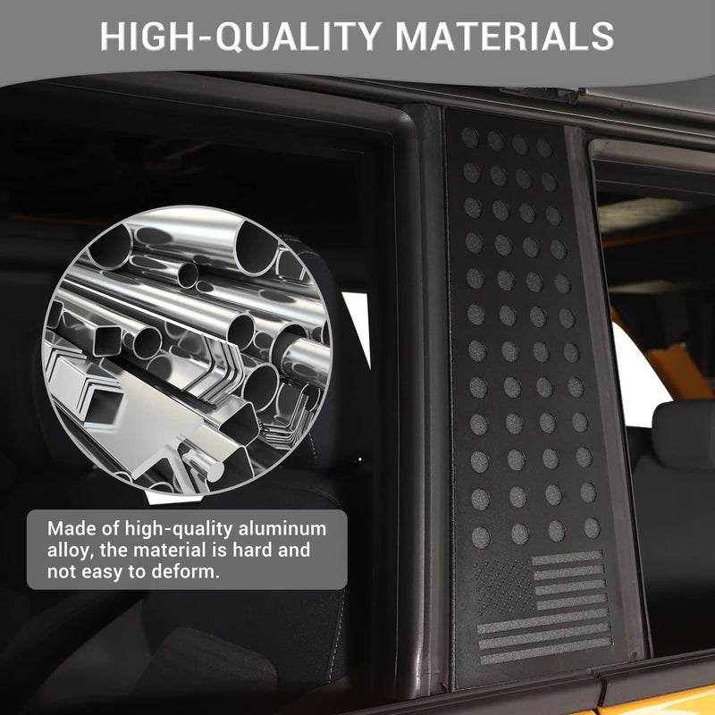 PDKLIN American Flag Decal B Pillar Post Trim Cover for Ford Bronco 2021-2024 - 2pcs - Image 3