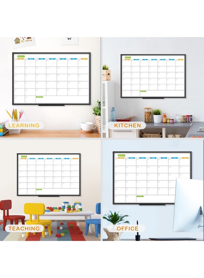 JILoffice Dry Erase Calendar Whiteboard - Magnetic White Board Calendar Monthly 36 X 24 Inch, Black Aluminum Frame Wall Mounted Board for Office Home and School - Image 4