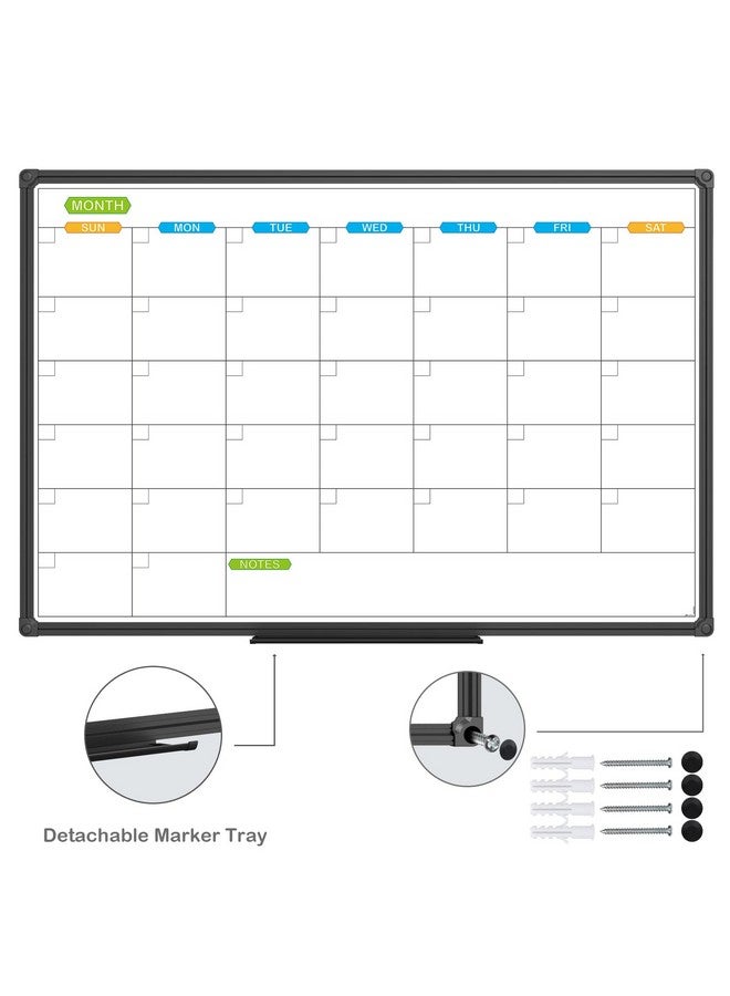 JILoffice Dry Erase Calendar Whiteboard - Magnetic White Board Calendar Monthly 36 X 24 Inch, Black Aluminum Frame Wall Mounted Board for Office Home and School - Image 3