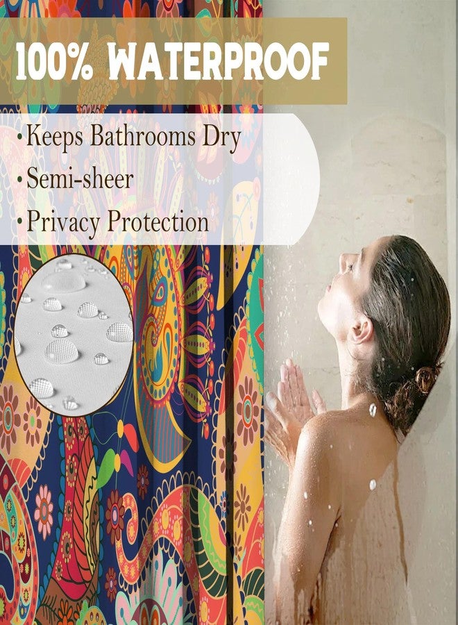 TSLOVER Boho Paisley Decorative Shower Curtain,Mandala Floral Bathroom Curtains,Colorful Flower Waterproof Polyester Fabric Bath Curtain Decor,72x72 Inches - Image 4
