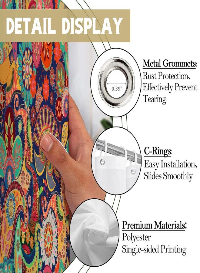 TSLOVER Boho Paisley Decorative Shower Curtain,Mandala Floral Bathroom Curtains,Colorful Flower Waterproof Polyester Fabric Bath Curtain Decor,72x72 Inches - Image 3
