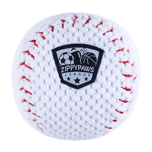 ZippyPaws SportsBallz Dog Squeaky Toys to Keep Them Busy Funny Plush for Small Medium Large Dogs Cute Stuffed Puppy Toy Pet Products Gift for All Breeds Interactive Squeaker Baseball - Image 1