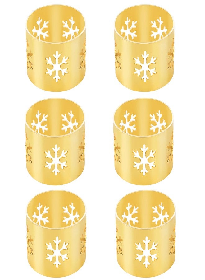 Datsto Christmas Napkin Rings Set of 6 Gold Snowflake Napkin Holders for Dinning Table Setting Napkin Buckles for Xmas Holidays Wedding Banquet Family Gathers Table Decoration - Image 1
