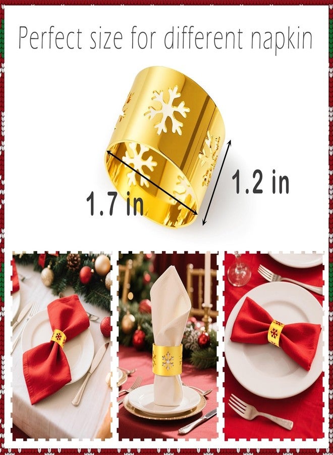 Datsto Christmas Napkin Rings Set of 6 Gold Snowflake Napkin Holders for Dinning Table Setting Napkin Buckles for Xmas Holidays Wedding Banquet Family Gathers Table Decoration - Image 2