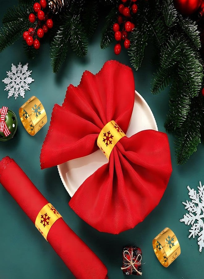 Datsto Christmas Napkin Rings Set of 6 Gold Snowflake Napkin Holders for Dinning Table Setting Napkin Buckles for Xmas Holidays Wedding Banquet Family Gathers Table Decoration - Image 4