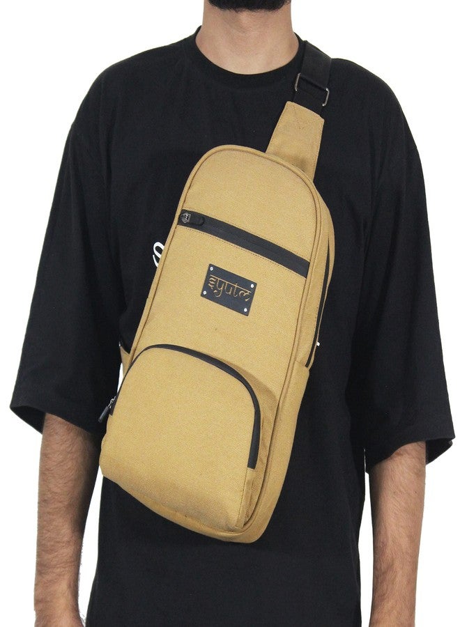 Syutm Squircle Sling Elegant Style Document Money Phone Belt Bag for Men and Women (Khaki) - Image 4