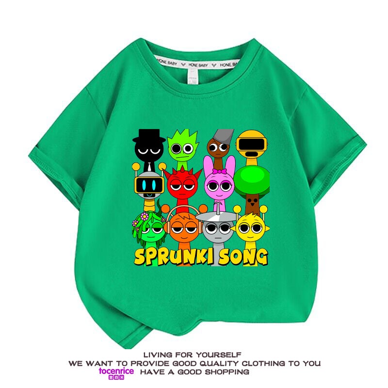 Sprunki Rhythm Box Peripheral Clothes Children'S Short-Sleeved T-Shirt Pure Cotton Top Summer Children'S Printed Half-Sleeved Shirt - Image 4