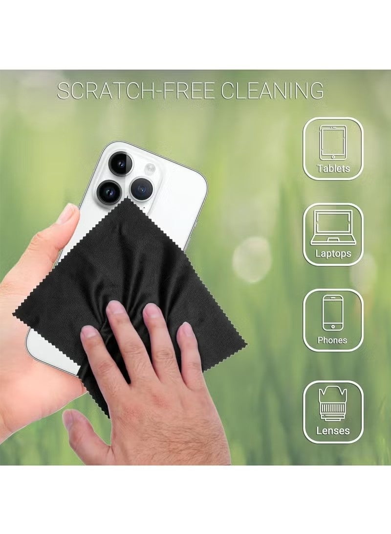 20 Pcs Microfiber Cleaning Cloths - For Cleaning Glasses Spectacles Camera Lenses IPad Tablets IPhone LCD Screens And Other Delicate Surfaces Grey/Black - Image 2
