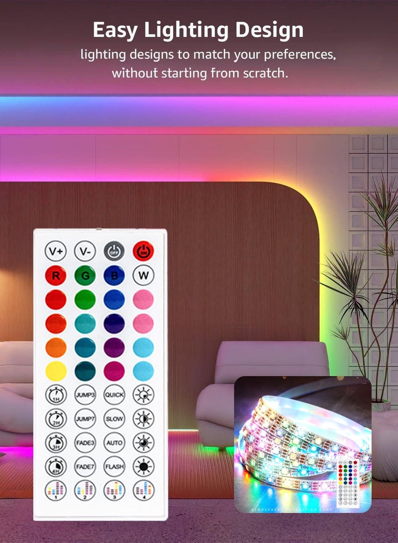 مودي شريط إضاءة ليد بطول 30 مترًا، تطبيق ذكي بتقنية البلوتوث، مزامنة الموسيقى، شريط إضاءة ليد متغير الألوان RGB مع جهاز تحكم عن بعد ومحول طاقة، مصابيح ليد لغرفة النوم وديكور المنزل - Image 1