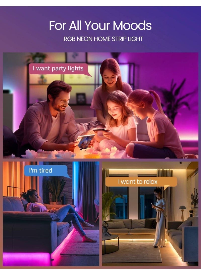 MODI 30Mtr LED Light Strip Bluetooth Smart App Music Sync Color Changing RGB LED Light Strip with Remote Control and Power Adapter Led Lights for Bedroom Room Home Decor - Image 2