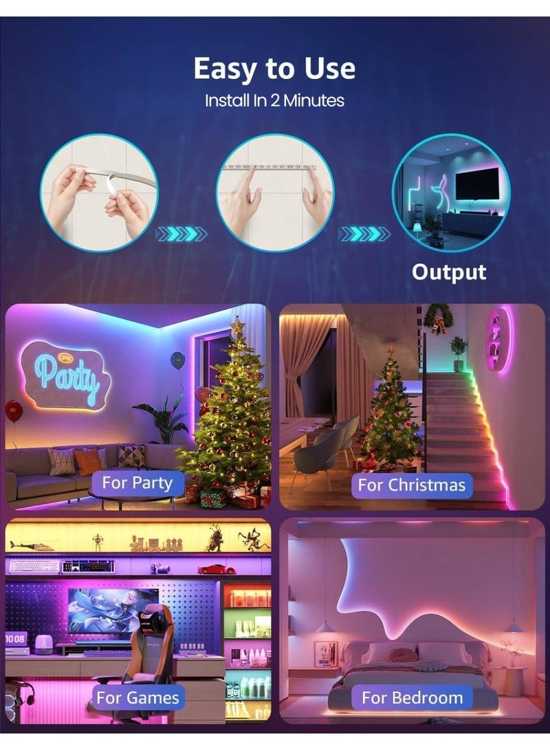 MODI 30Mtr LED Light Strip Bluetooth Smart App Music Sync Color Changing RGB LED Light Strip with Remote Control and Power Adapter Led Lights for Bedroom Room Home Decor - Image 5