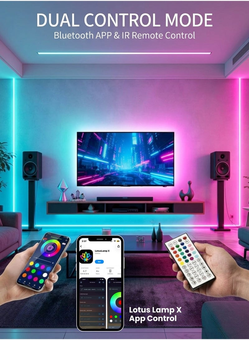 MODI 30M LED Light Strip Bluetooth Smart App Music Sync Color Changing RGB LED Light Strip with Remote Control and Power Adapter Led Lights for Bedroom Room Home Decor - Image 4