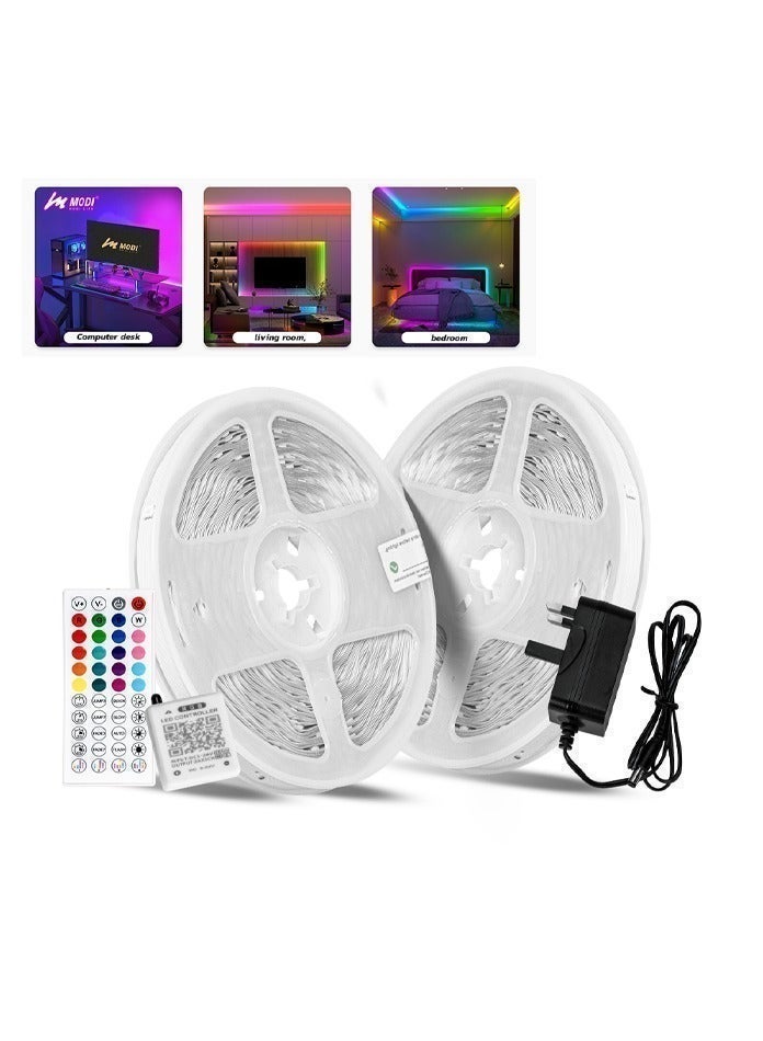 MODI 30M LED Light Strip Bluetooth Smart App Music Sync Color Changing RGB LED Light Strip with Remote Control and Power Adapter Led Lights for Bedroom Room Home Decor - Image 2
