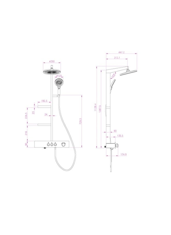 DANUBE HOME Milano Alfa Shower Panel - All Black  - Image 2