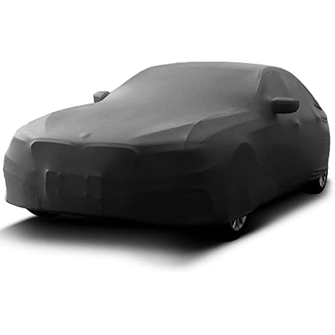 Indoor Car Cover Velvet Stretch Dust-Proof Protection Full Car Cover for Underground Garage, Car Show, Black 5.2-5.6m(fit Saden up to 220)