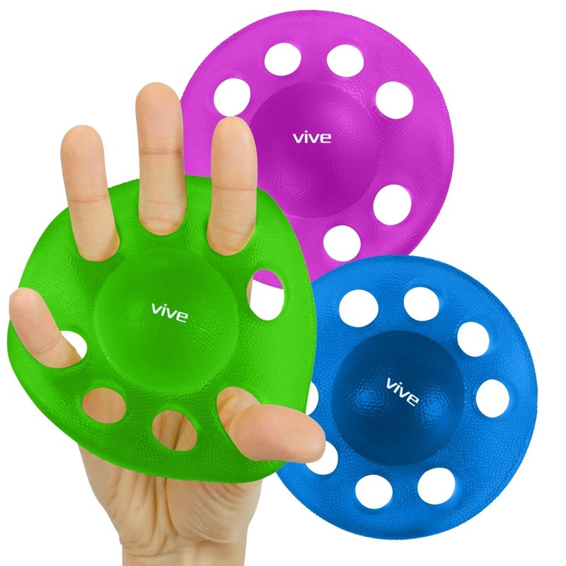 Vive Finger Exerciser Strengthener (3 Pack) - Hand Therapy Equipment for Grip Strength - Extensor Forearm Trainer Kit - Occupational Stretcher Balls for Fingers, Arthritis, Carpal Tunnel, Guitar - Image 1