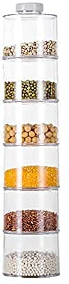 Marrone Spice Tower 6pcs Spice Tower Clear Stackable Seasoning Bottle Stackable Circle Shape Spice Jar Set Refillable for Parsley Salt Herb Kitchen - Image 5