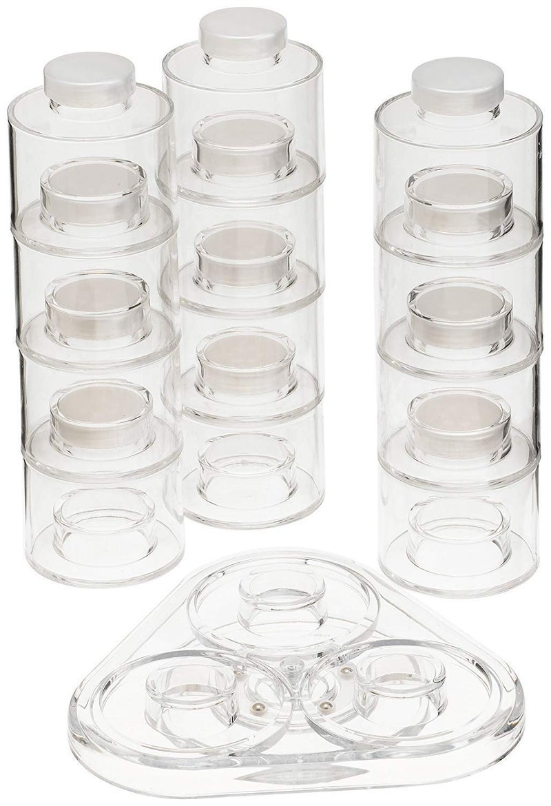 Marrone Spice Tower 6pcs Spice Tower Clear Stackable Seasoning Bottle Stackable Circle Shape Spice Jar Set Refillable for Parsley Salt Herb Kitchen - Image 3