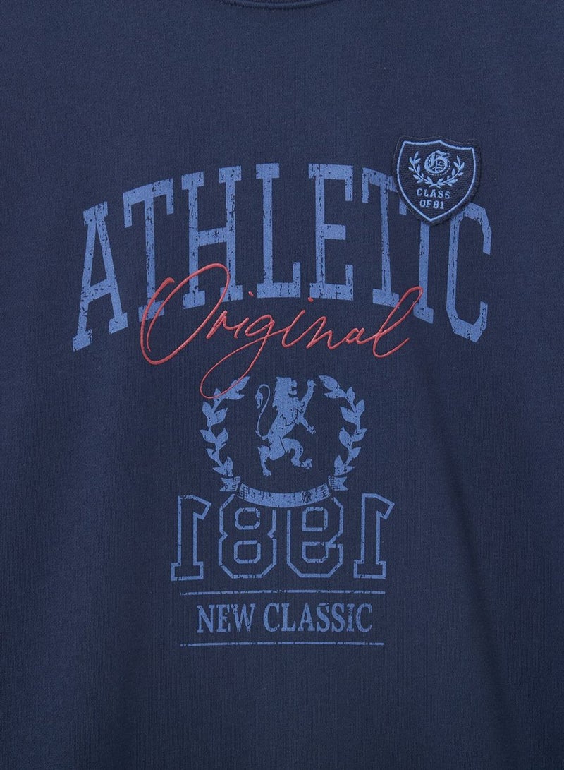 جيوردانو كنزة رجالية مطبوعة بياقة مستديرة من نسيج التيري الفرنسي بقصة مريحة - Image 4