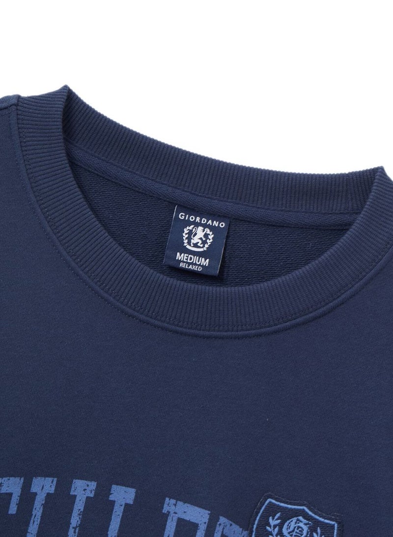 جيوردانو كنزة رجالية مطبوعة بياقة مستديرة من نسيج التيري الفرنسي بقصة مريحة - Image 3