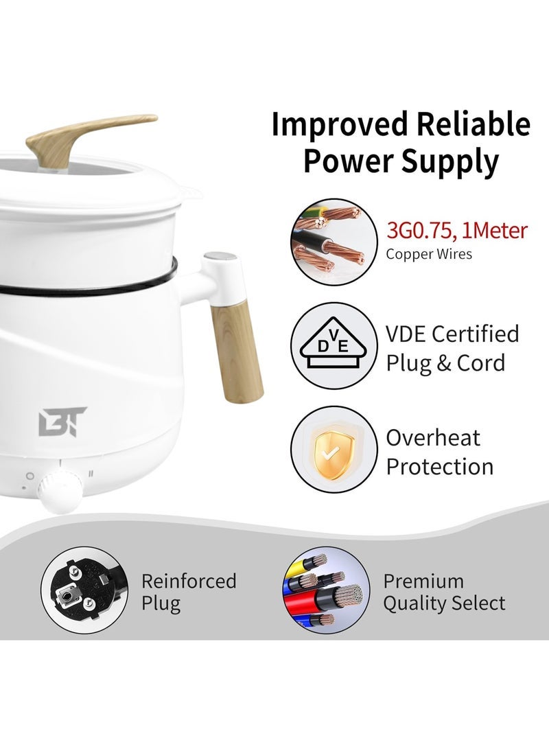 BT Electric Hot Pot 1.5L – Multifunctional Electric Cooking Pot, Ramen Cooker, Non-Stick Noodle Pot with Lid for Soup, Hot Pot & Quick Meals - Image 3