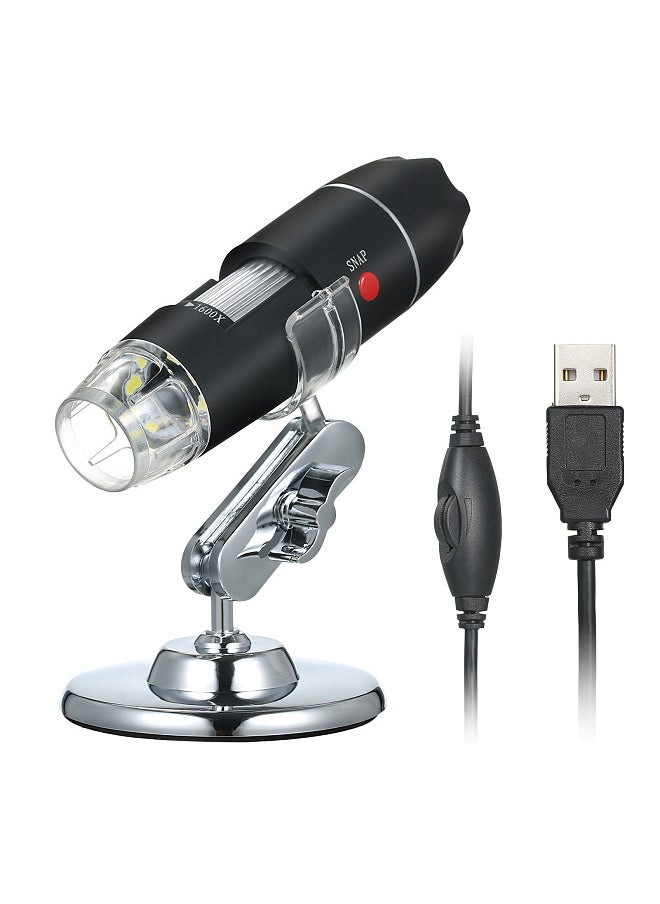 ماركة غير محددة مجهر رقمي USB كاميرا تكبير 1600X 8 مصابيح LED مع حامل مكبر فحص محمول باليد  - Image 1