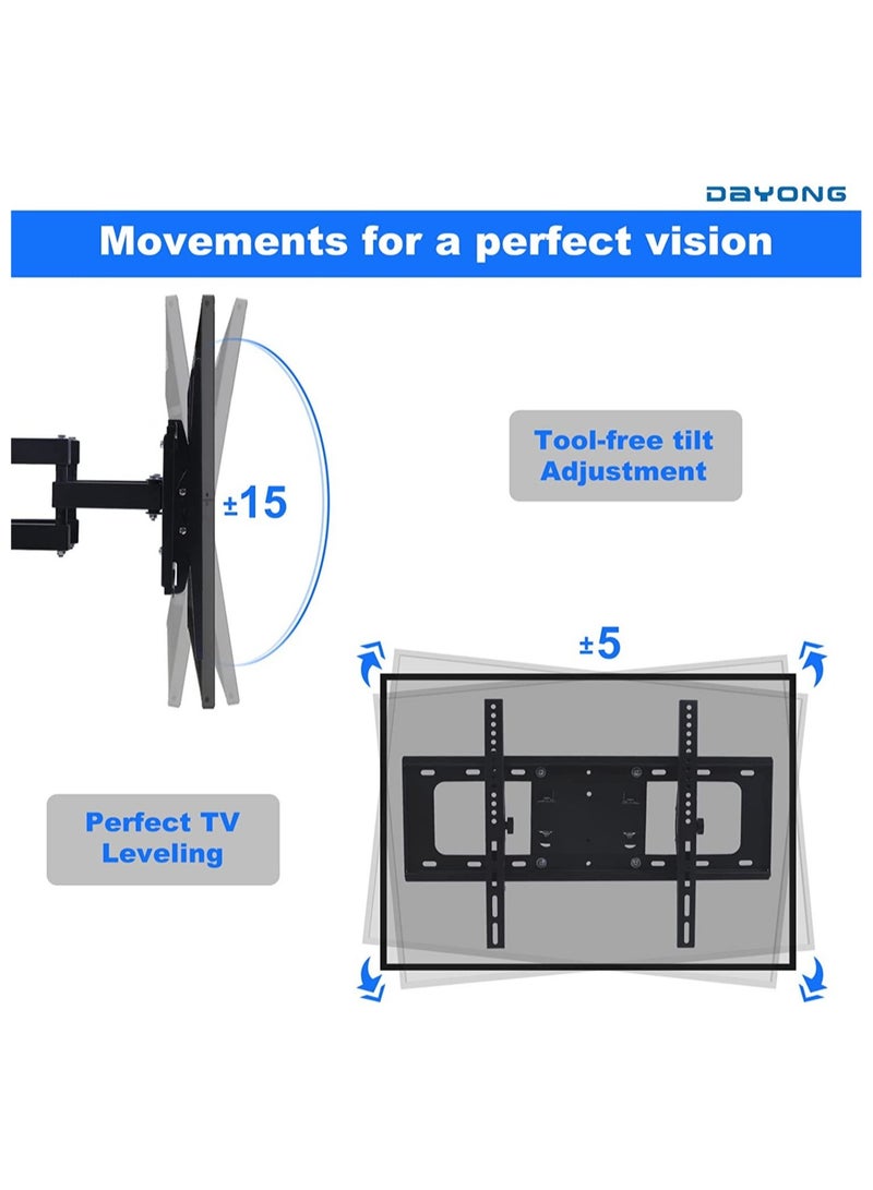 ELTRAZONE Full Motion TV Wall Mount for Most 32-70 inch TVs,Dual Articulating Arms Swivel and Tilt for LED LCD Flat & Curved TV TV Wall Mount Bracket Holds up to 30kg ​Max VESA 600x400mm - Image 5