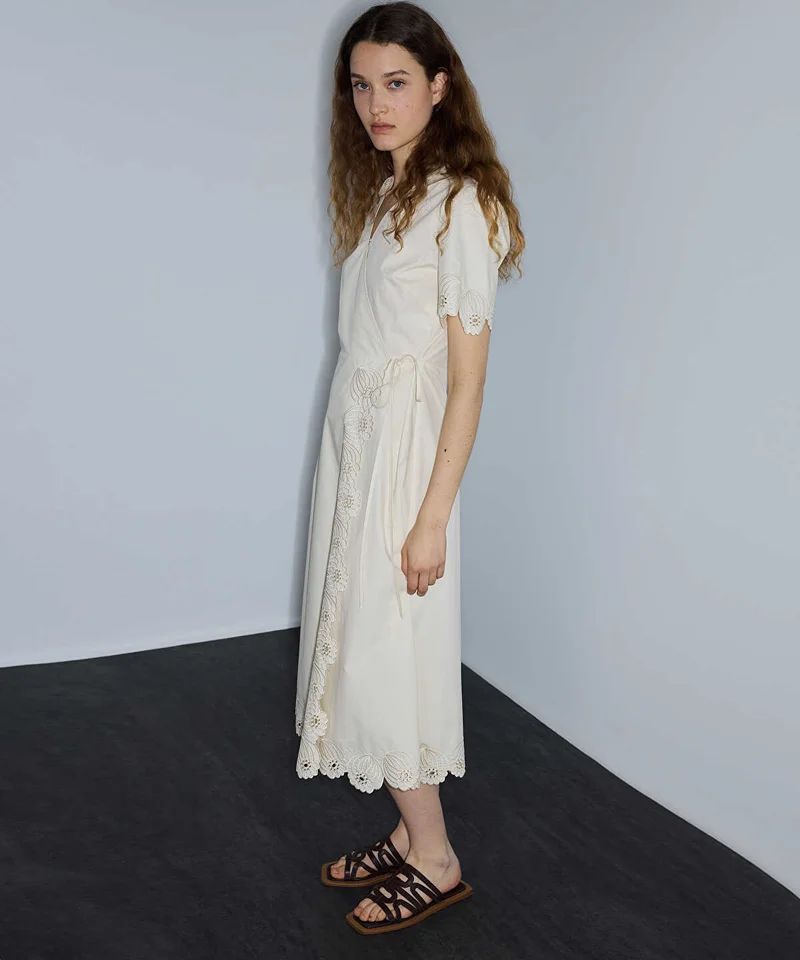 Ipekyol  Embroidered Wrap Poplin Dress for Women | Best Price UAE