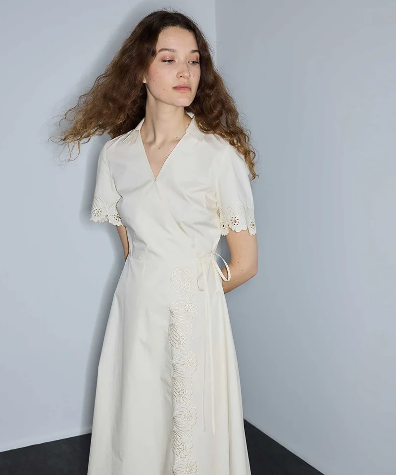 Ipekyol  Embroidered Wrap Poplin Dress for Women | Best Price UAE