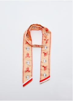 Eid Al Etihad Sadu Pattern Twilly Scarf Beige  - Image 1
