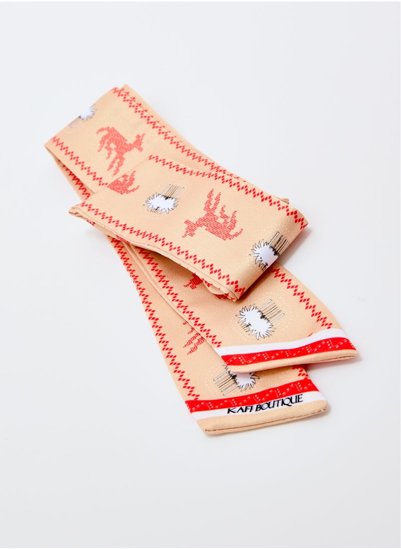 Eid Al Etihad Sadu Pattern Twilly Scarf Beige  - Image 2
