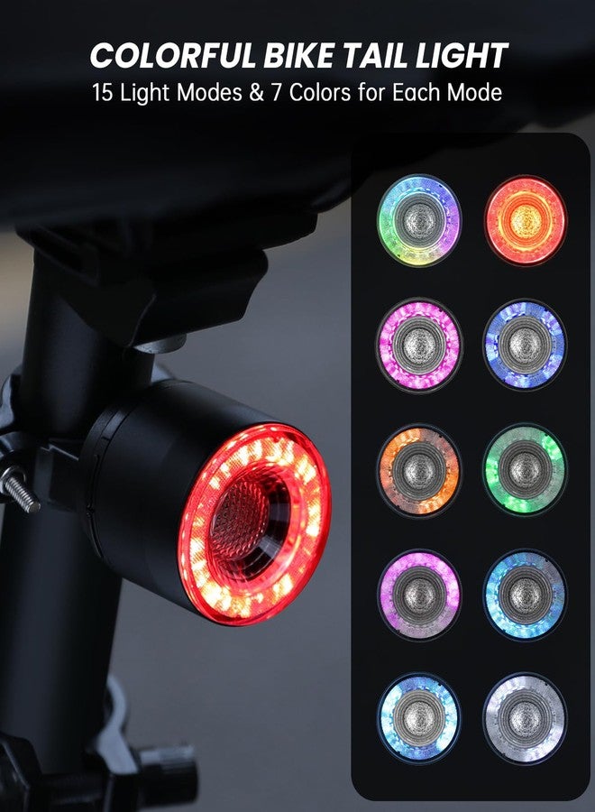 ONVIAN Super Bright USB Rechargeable Bike Lights for Night Riding, Wireless Remote Bike Lights Front and Back, 15 Light Modes 7 Colors, Waterproof Bicycle Light Set for Adults Kids Road Mountain - Image 3