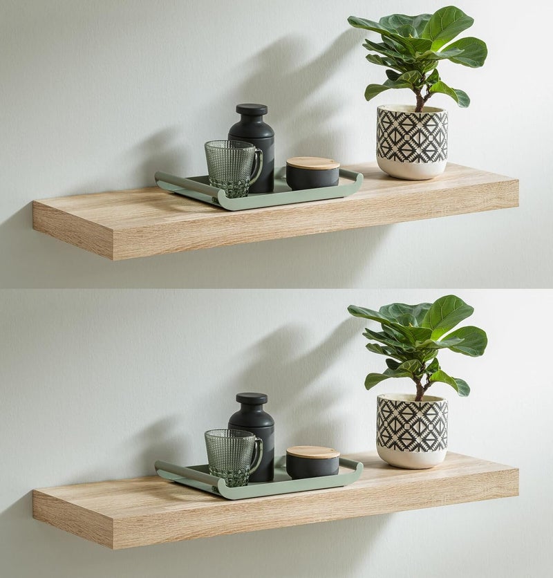 AsolBD Decorative Floating Wall Mounted Shelves with Stylish Invisible Brackets, Modern Faux Wood Storage with Matte Finish for Bedroom, Living Room, Bathroom, Kitchen Décor, 1 Piece (Natural, 40 CM) - Image 3