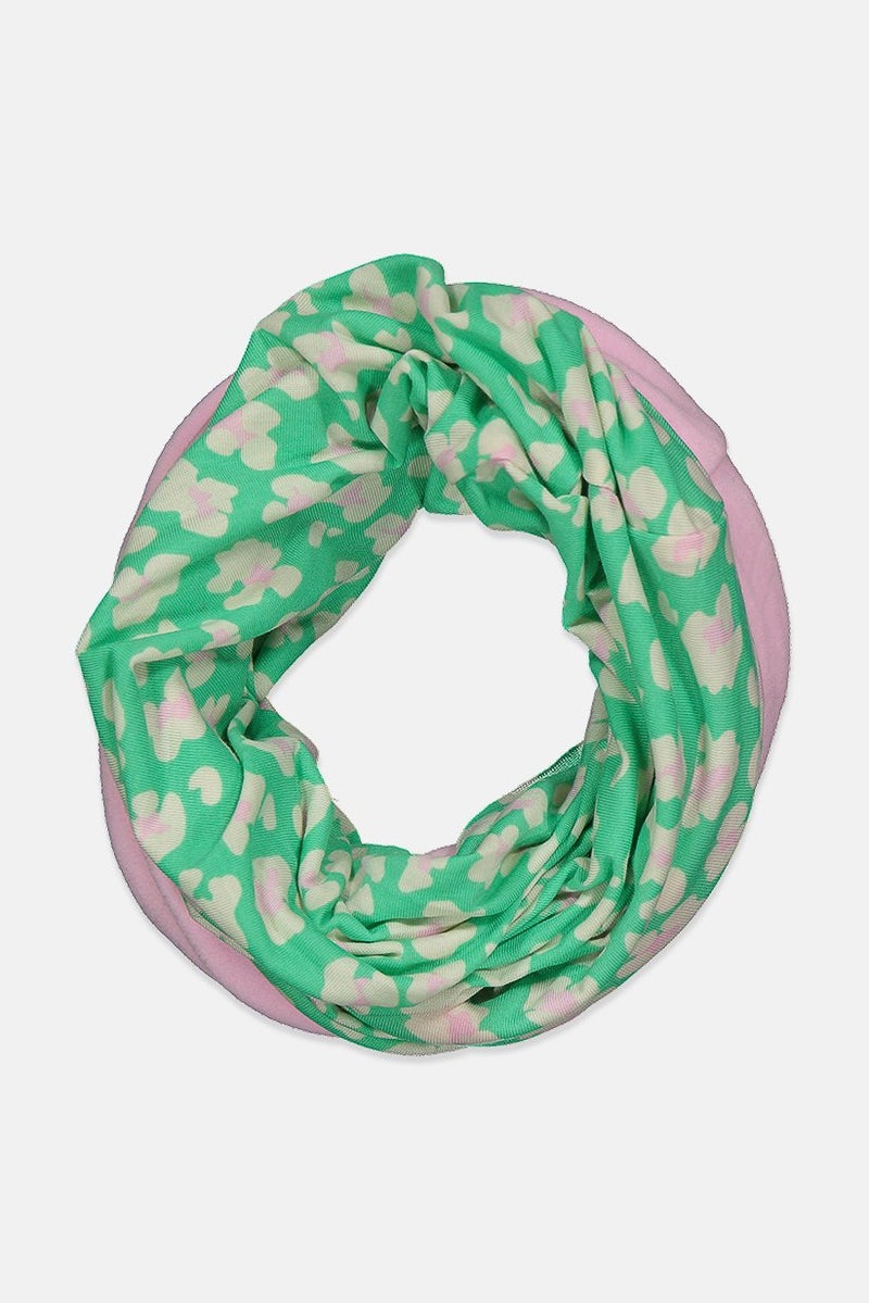 Tchibo Kid Girls Recycled Multi,Functional Cloth Scarf, Pink and Green  - Image 1