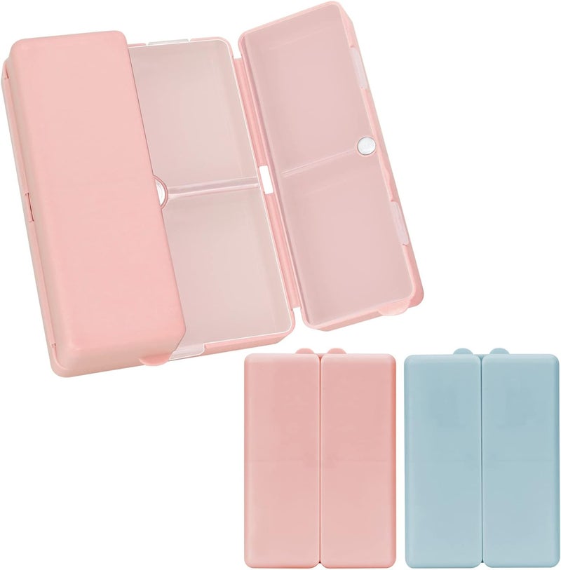 FYY Daily Pill Organizer,2 Pcs 7 Compartments Portable Pill Case Travel Pill Organizer,[Folding Design] Pill Box for Purse Pocket to Hold Vitamins,Cod Liver Oil,Supplements and Medication-Pink+Navy - Image 1